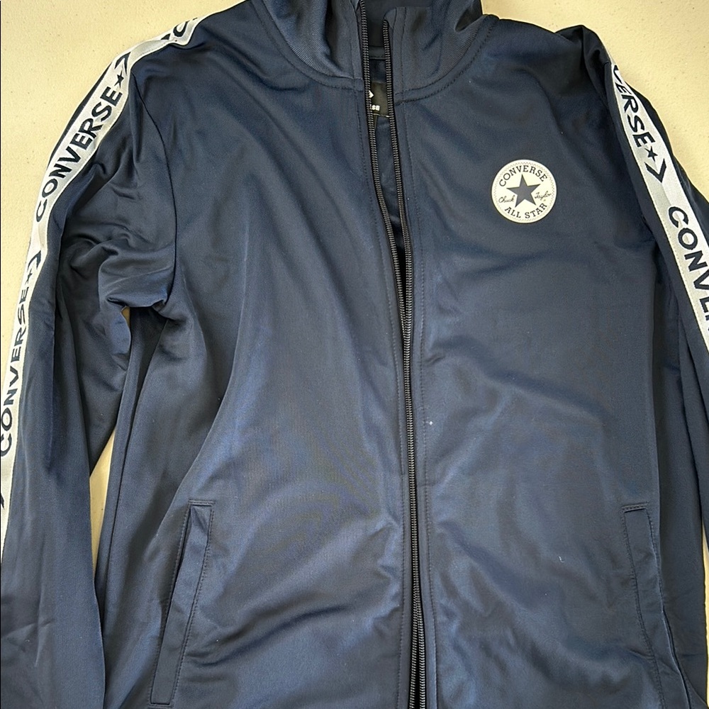Converse Blue and White Track Jacket with Logo and Branding